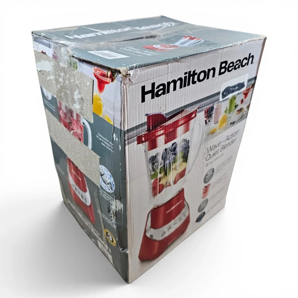 Hamilton Beach Wave-Action Quiet Blender 48oz Red New Open Box 800W Glass Jar
